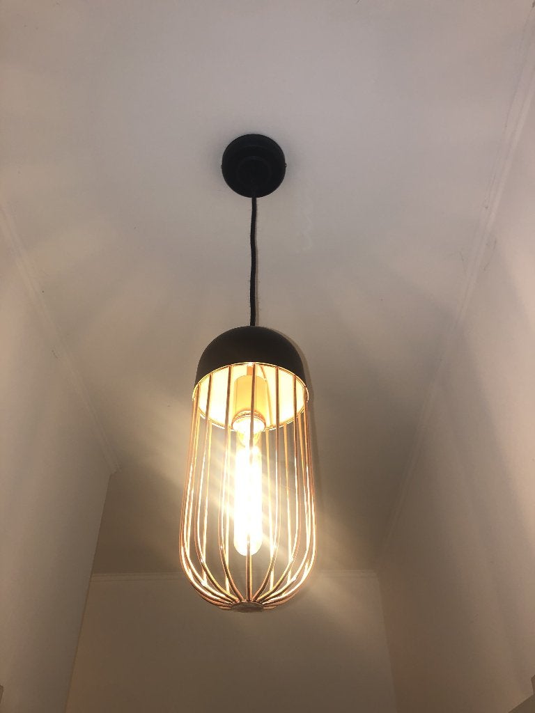 Industriële rood koperen draadlamp, Ophalen, Nieuw, Metaal, Industrieel, vintage