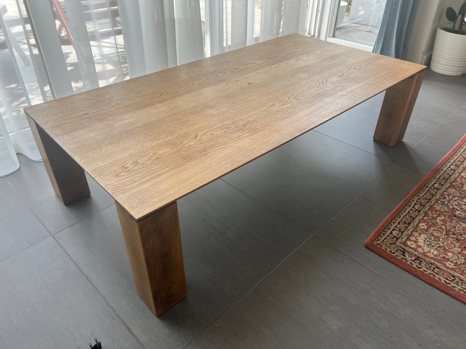 Eiken design salontafel 135L x 70B, Ophalen, 100 tot 150 cm, Design, Eikenhout