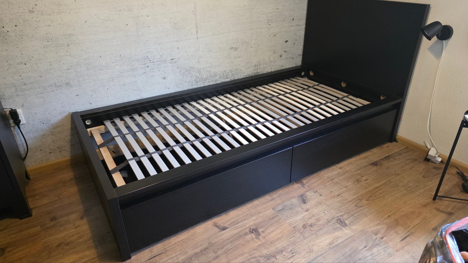 IKEA Malm bed 90x200 met 2 lades en lattenbodem, Ophalen, Gebruikt, 90 cm, Eenpersoons