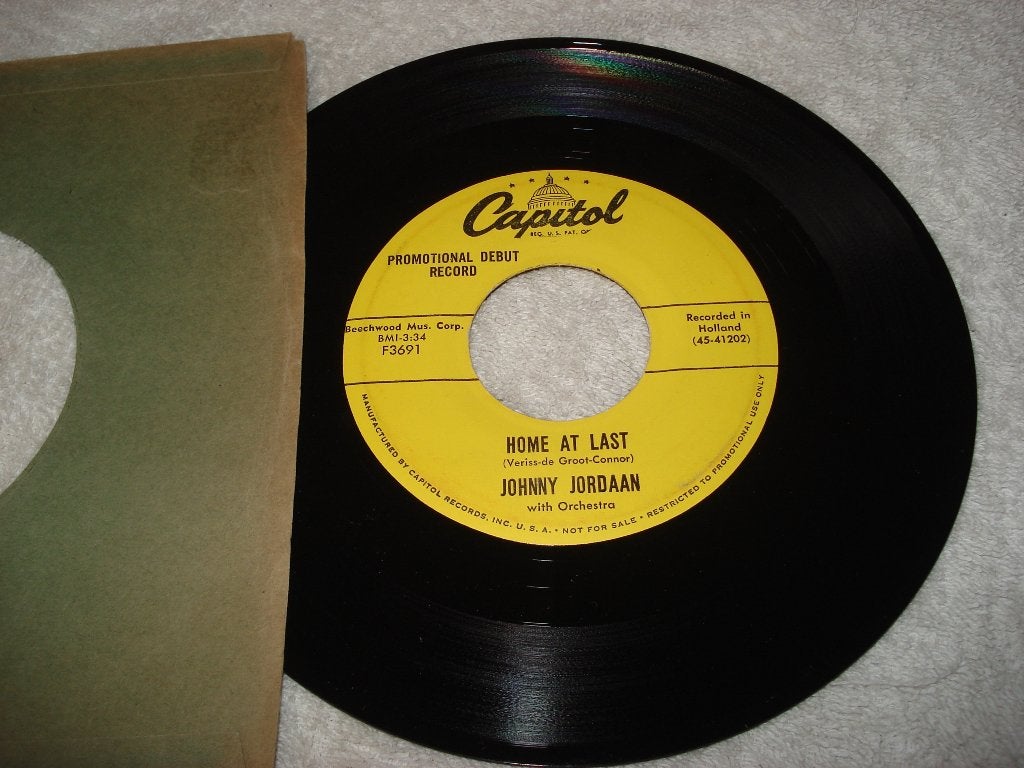 Johnny Jordaan  Promo  Home At Last  USA    Orgineel, Cd's en Dvd's, Vinyl Singles, Promo, Wereldmuziek, 7 inch, Ophalen of Verzenden