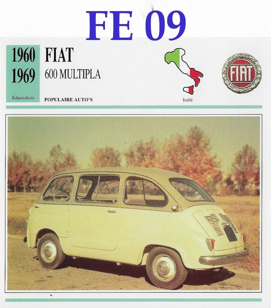 Fe9 autokaart fiat 600 multipla ( 1960 - 1969 ), Ophalen of Verzenden, Zo goed als nieuw, Auto's