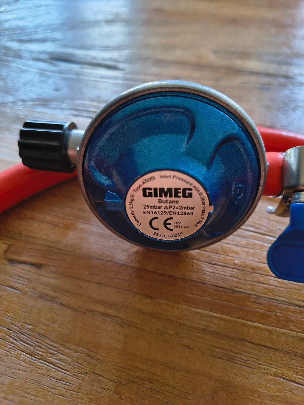 Nieuwe Gimeg gasdrukregelaar met 80cm slang, Ophalen of Verzenden, Nieuw
