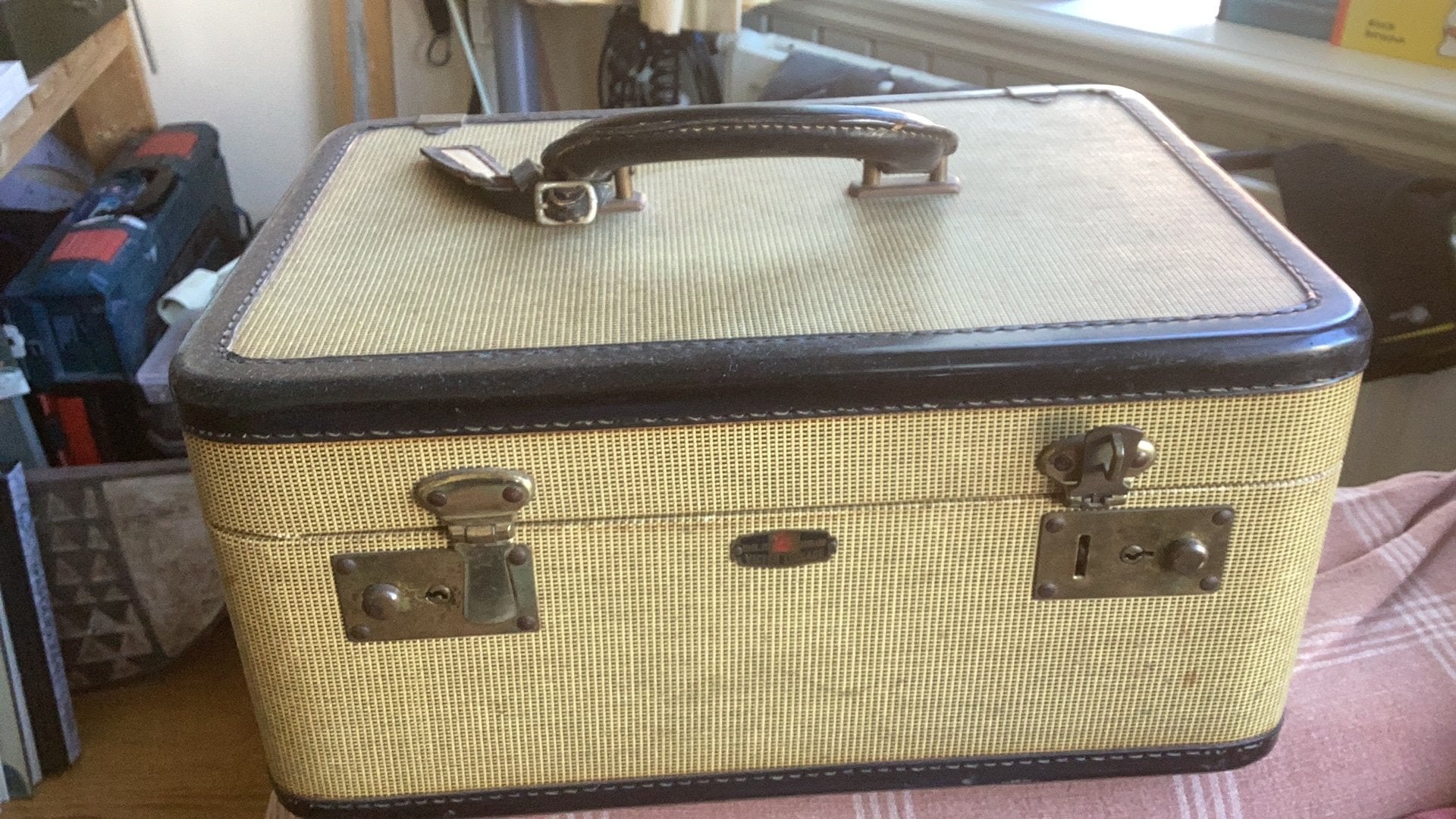 Vintage beautycase, Sieraden, Tassen en Uiterlijk, Beautycases, Ophalen of Verzenden, Zo goed als nieuw, Bruin