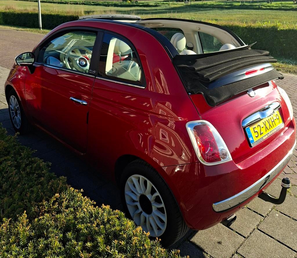 Fiat 500C 0.9 85pk Turbo Twinair 2012 Rood, Auto's, Stof, Cabriolet, Origineel Nederlands, Handgeschakeld
