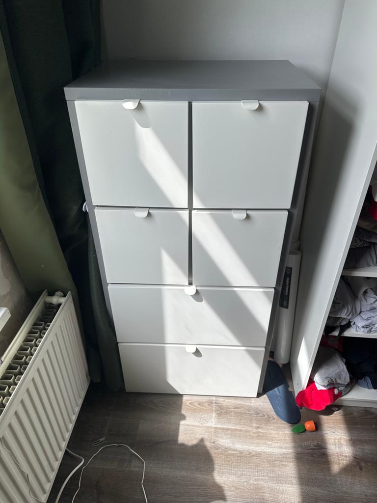 IKEA VISTHUS Ladekast met 6 laden, grijs/wit, Ophalen, Gebruikt, 5 laden of meer, 100 tot 150 cm