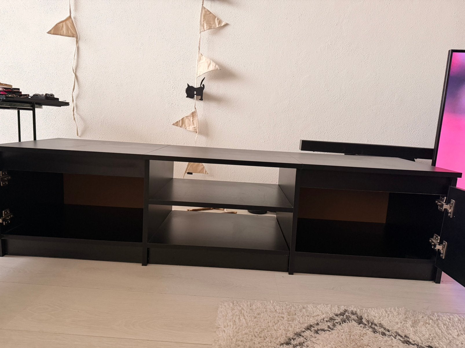 Tv meubel zwart, Ophalen, 100 tot 150 cm, Zo goed als nieuw, Minder dan 100 cm
