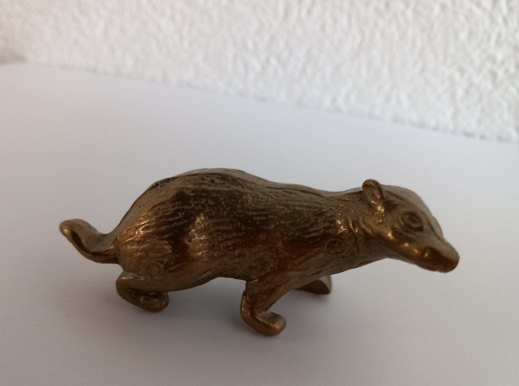 Vintage messing otter beeldje - Retro, Ophalen of Verzenden, Zo goed als nieuw, Dier