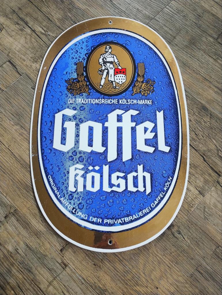 Gaffel Kolsch bier emaille reclamebord, Verzamelen, Ophalen of Verzenden, Zo goed als nieuw, Reclamebord, Plaat of Schild, Overige merken