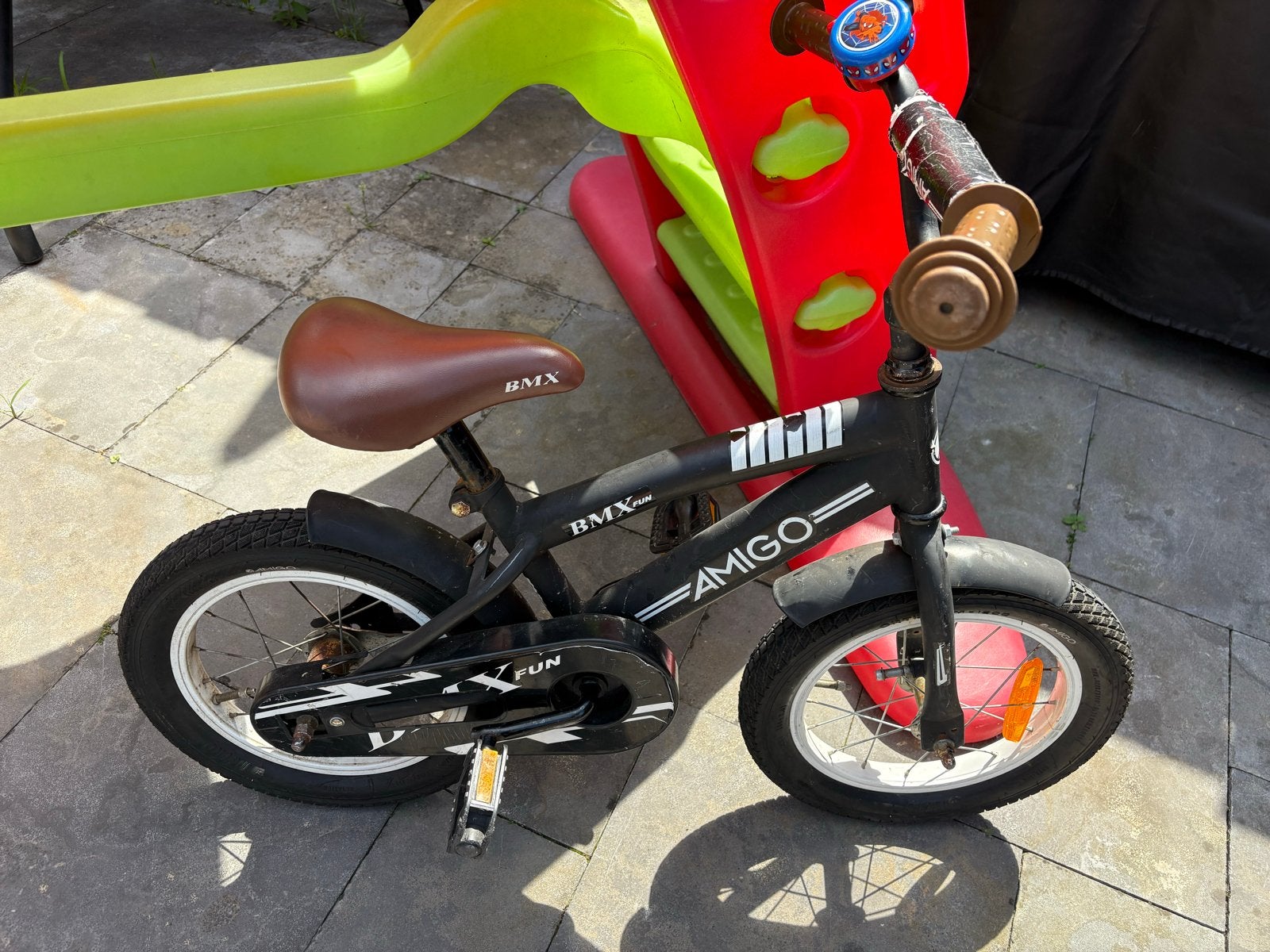 Amigo BMX 14 inch kinderfiets - Zwart, Ophalen, Terugtraprem, Gebruikt, Staal