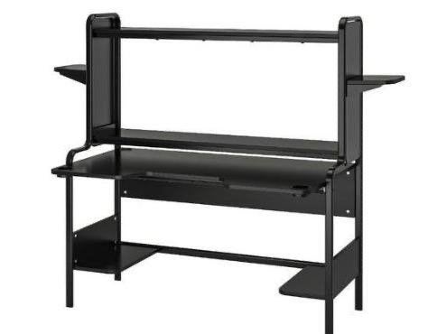 IKEA Fredde Gamingbureau - Zwart, met opbergruimte, Huis en Inrichting, Bureaus, Ophalen, Gebruikt, Metaal, IKEA