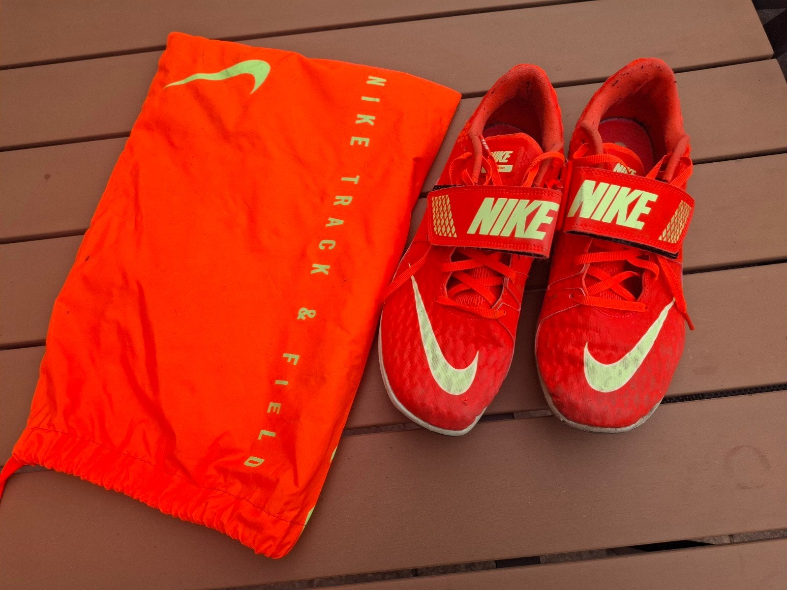 Nike Track & Field Spikes Hoogspringen - Oranje (maat 43), Gebruikt, Nike, Ophalen of Verzenden, Overige sporten