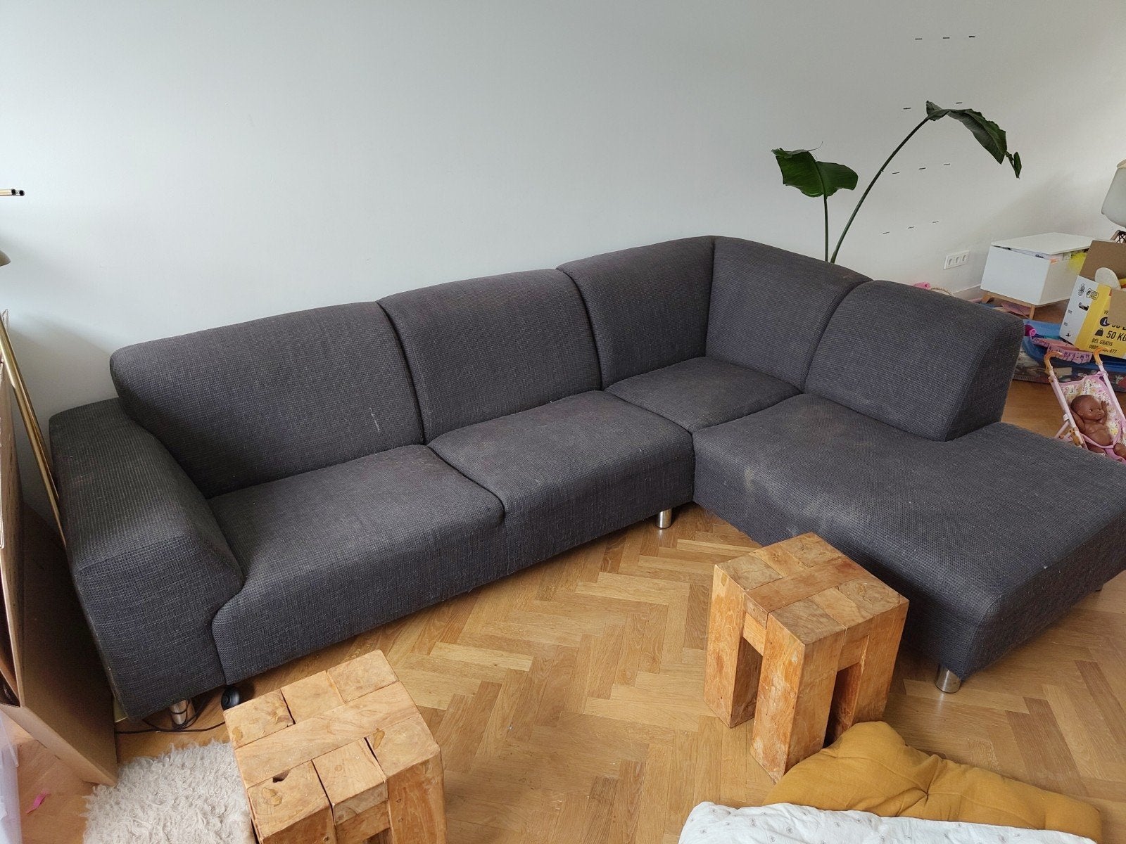 Antraciete hoekbank, Huis en Inrichting, Ophalen, 250 tot 300 cm, Gebruikt, Hoekbank