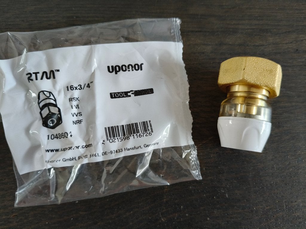 Uponor rtm 16 x 3/4'' 1048604 eurokonus adapter nieuw !, Doe-het-zelf en Verbouw, 30 tot 80 cm, Overige typen, Nieuw, Minder dan 60 cm