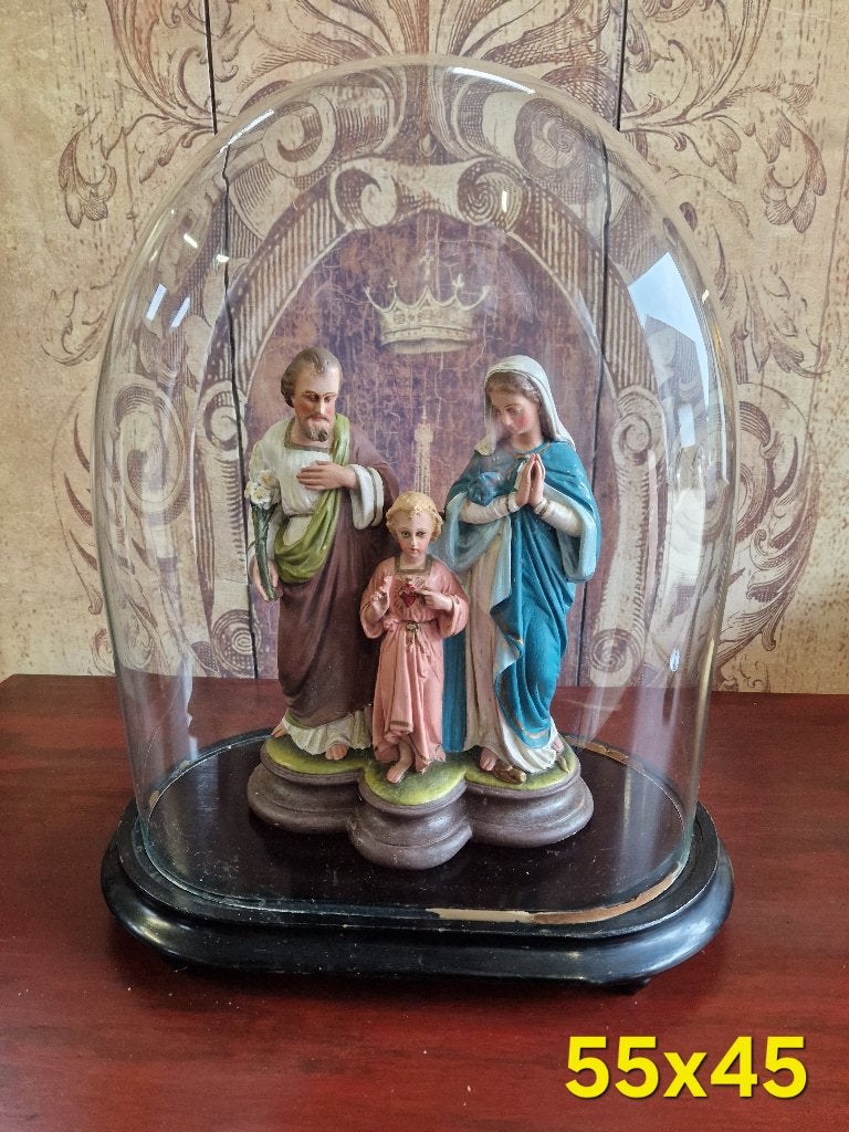 Prachtige antieke stolp met heilige familie, Ophalen of Verzenden
