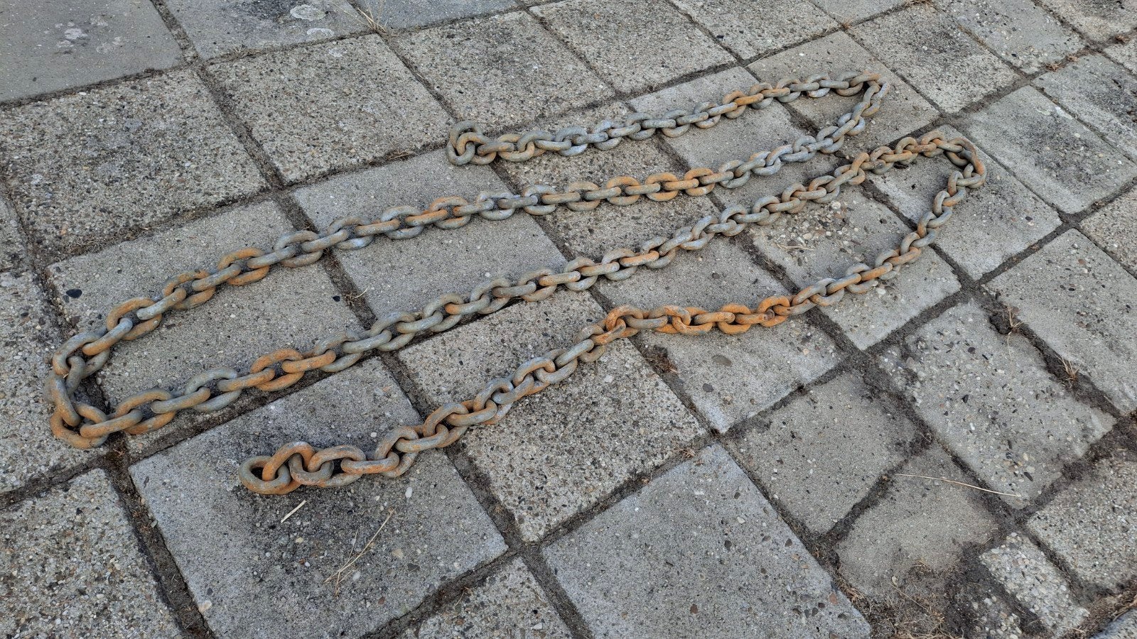 Gegalvaniseerde ketting 5.5m, schakels 5cm, lichte roest, Ophalen