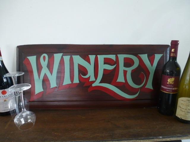 Vintage houten wijn bord / Winery / handgeschilderd / winkel, Huis en Inrichting, 29 cm, Hout, Ophalen of Verzenden, B6