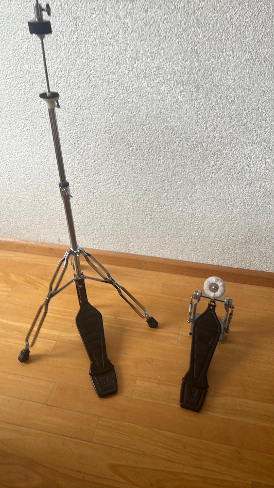 set voetpedalen drumstel of cachon: hihat stand + basepedaal, Muziek en Instrumenten, Ophalen of Verzenden, Zo goed als nieuw
