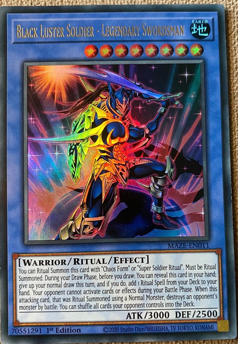 Yu-Gi-Oh! Black Luster Soldier - Legendary Swordsman MAZE !, Ophalen of Verzenden, Zo goed als nieuw, Losse kaart, Foil