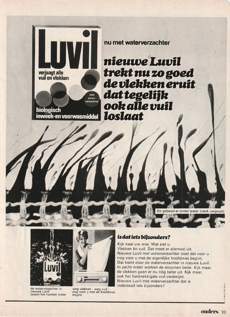 retro reclame 1968 Luvil wasmiddel al 't vuil laat los, Verzenden, Overige typen