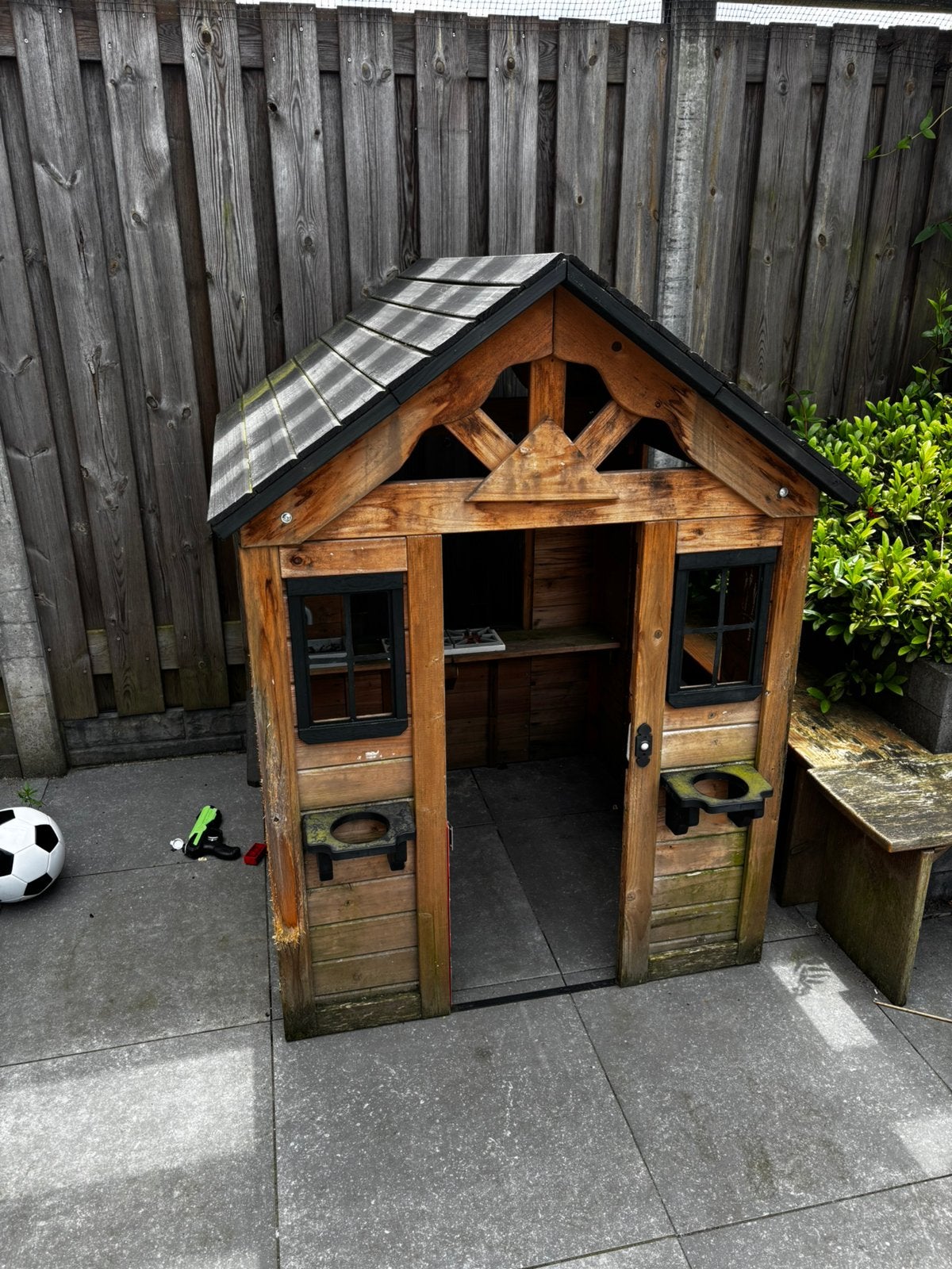 Houten speelhuisje, Ophalen, Gebruikt, Hout