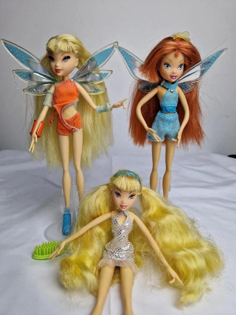 Winx Club poppen Bloom en Stella Rainbow 2004 Pixie Magic, Verzamelen, Poppen, Gebruikt, Pop, Ophalen of Verzenden