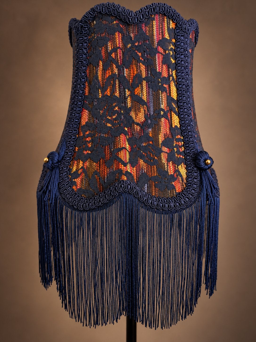 Vintage Royal Blue lampenkapje met kant, Ophalen of Verzenden, Nieuw