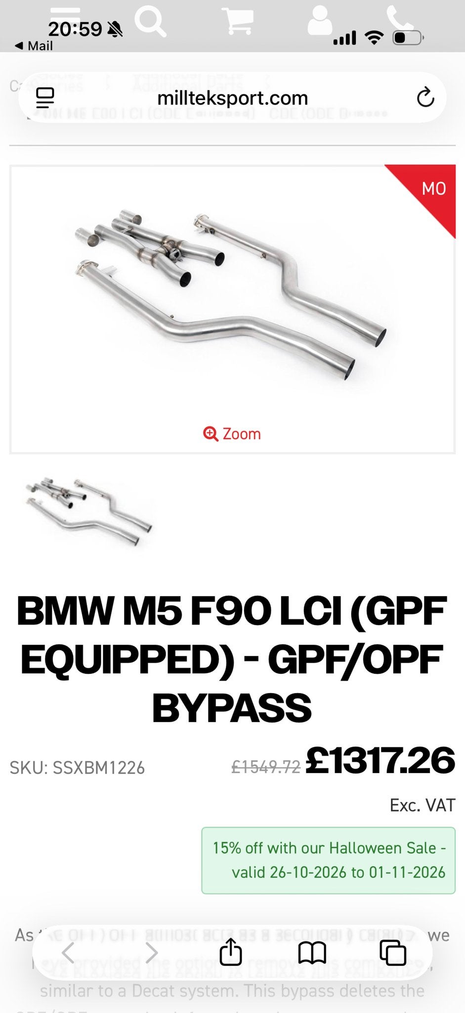Evolution catless downpipes en Milltek midpipe BMW M5 F90, Ophalen of Verzenden, Gebruikt, BMW