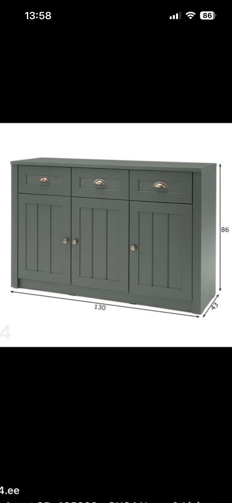 Lomado ATHEN-61 Sideboard / Buffetkast Engels Groen, Gebruikt, 100 tot 150 cm, Ophalen of Verzenden, Met lade(s)