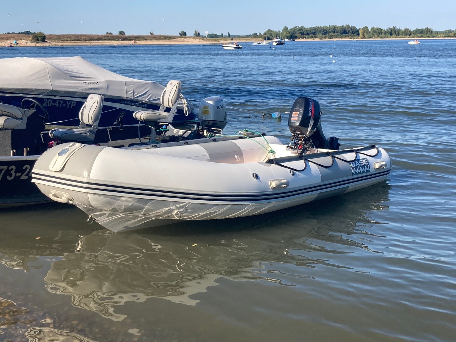Base marine rib met 15 pk Suzuki., Gebruikt, 4 m, 15 pk, 20 cm