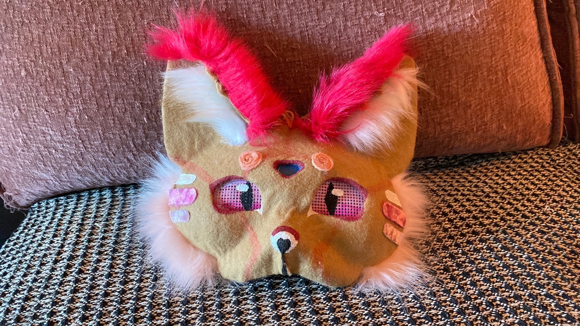 Therian masker / katten masker, roze, Te koop., Roze, Fantasie, Handgemaakt, Overige typen