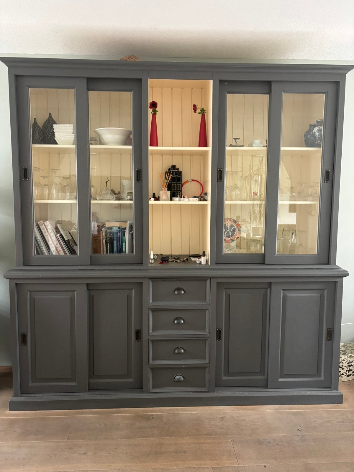 Landelijke grote buffet kast 225-230 verlicht, Ophalen, Zo goed als nieuw, 25 tot 50 cm, 200 cm of meer