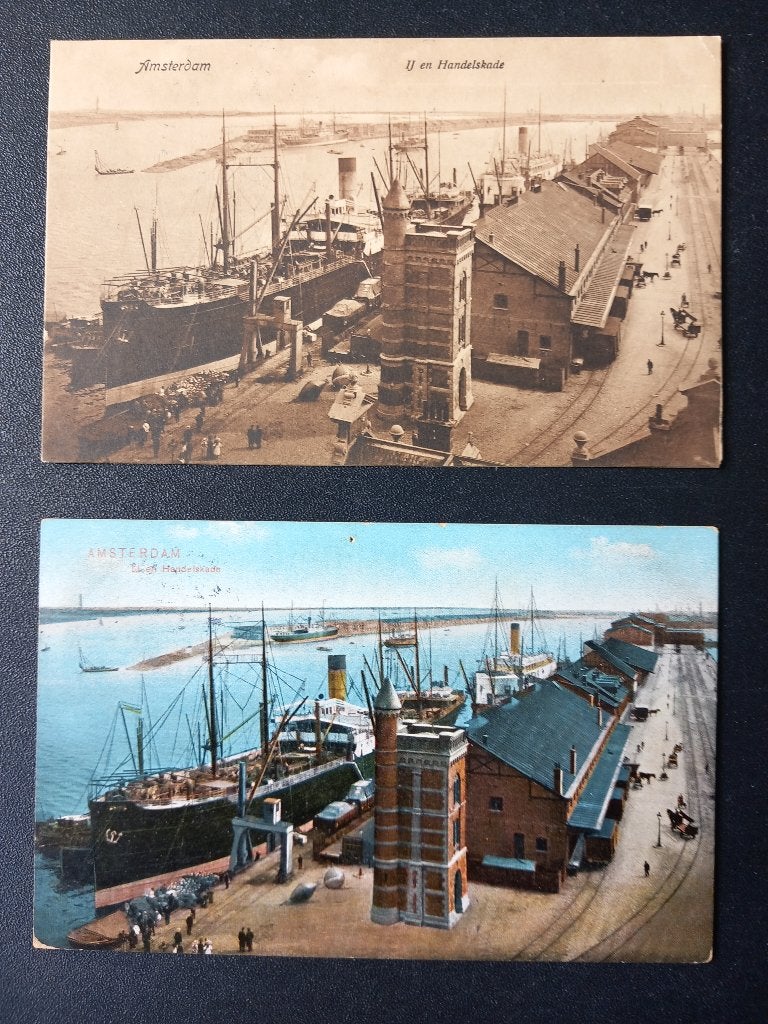 ansichtkaarten Amsterdam schepen, Verzenden, Voor 1920, Gelopen, Stad of Dorp