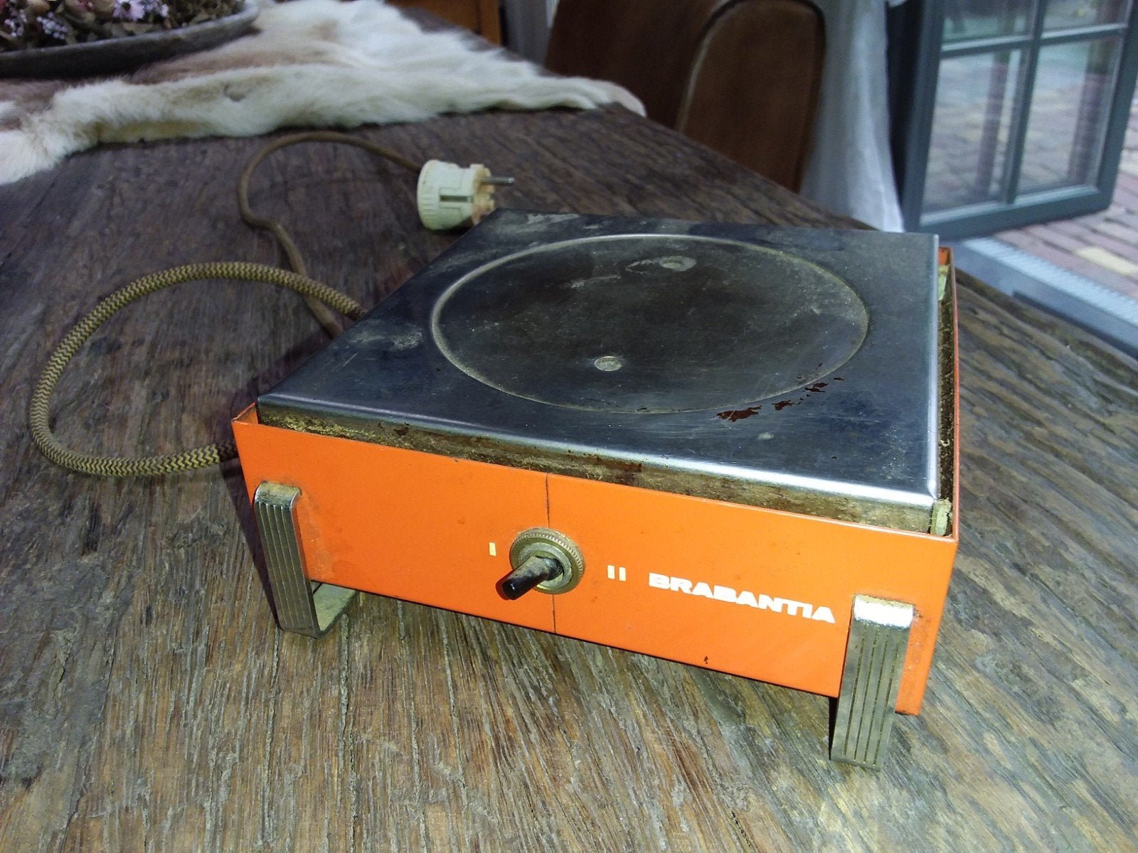 Vintage Brabantia Warmhoudplaatje - Oranje/Chroom, Ophalen of Verzenden, Huis en Inrichting