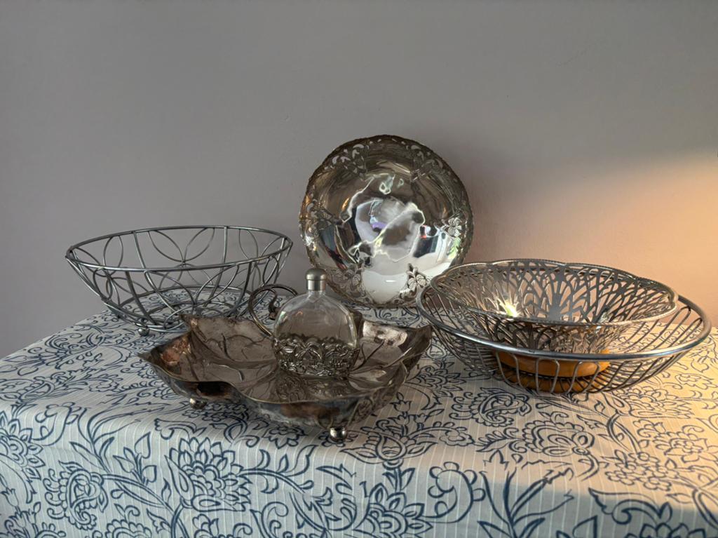 Lot vintage verzilverde en metalen schalen oa Alessi WMF, Verzenden