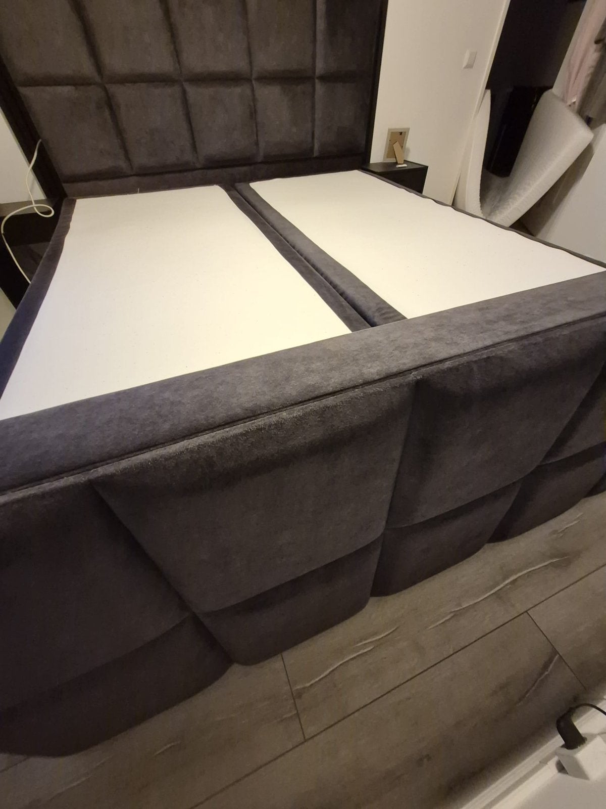 Boxspring antraciet, Ophalen, Zo goed als nieuw, Tweepersoons, 180 cm