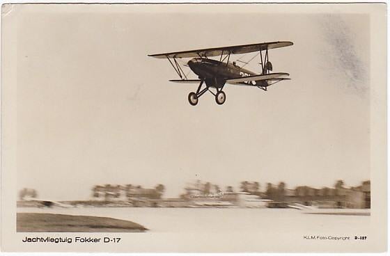 Fokker jachtvliegtuig D 17 fotokaart vliegtuig, Ophalen of Verzenden, Luchtmacht, Nederland, Foto of Poster