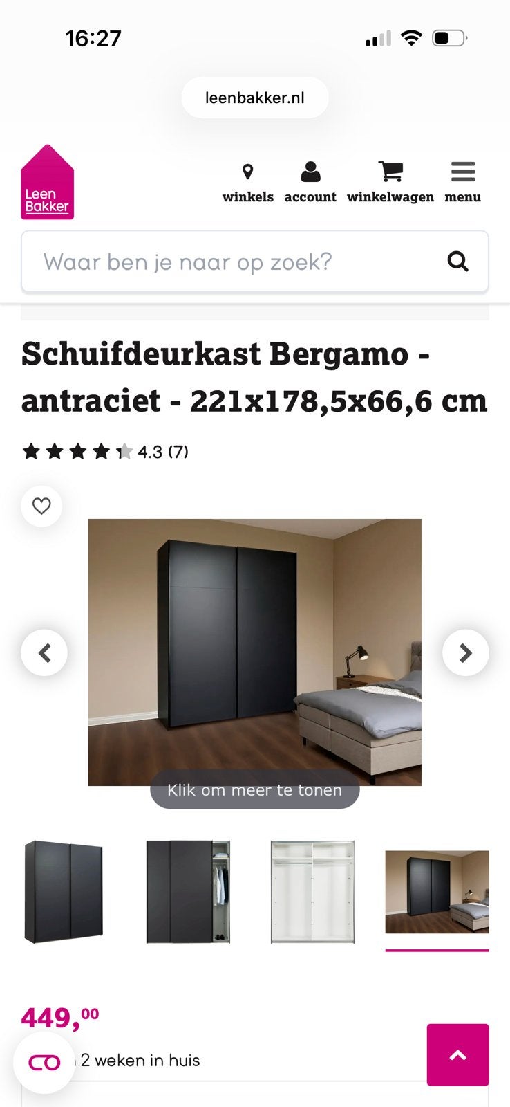 Schuifdeurkast, Huis en Inrichting, Ophalen, Met deur(en), 200 cm of meer, 150 tot 200 cm