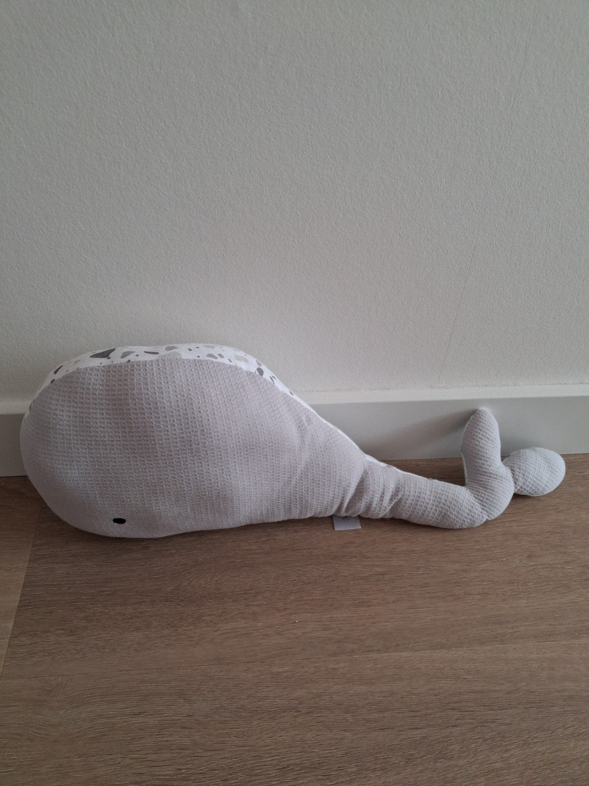 Knuffel walvis Jollein grijs wafel 49 cm grijs L101, Kinderen en Baby's, Ophalen of Verzenden
