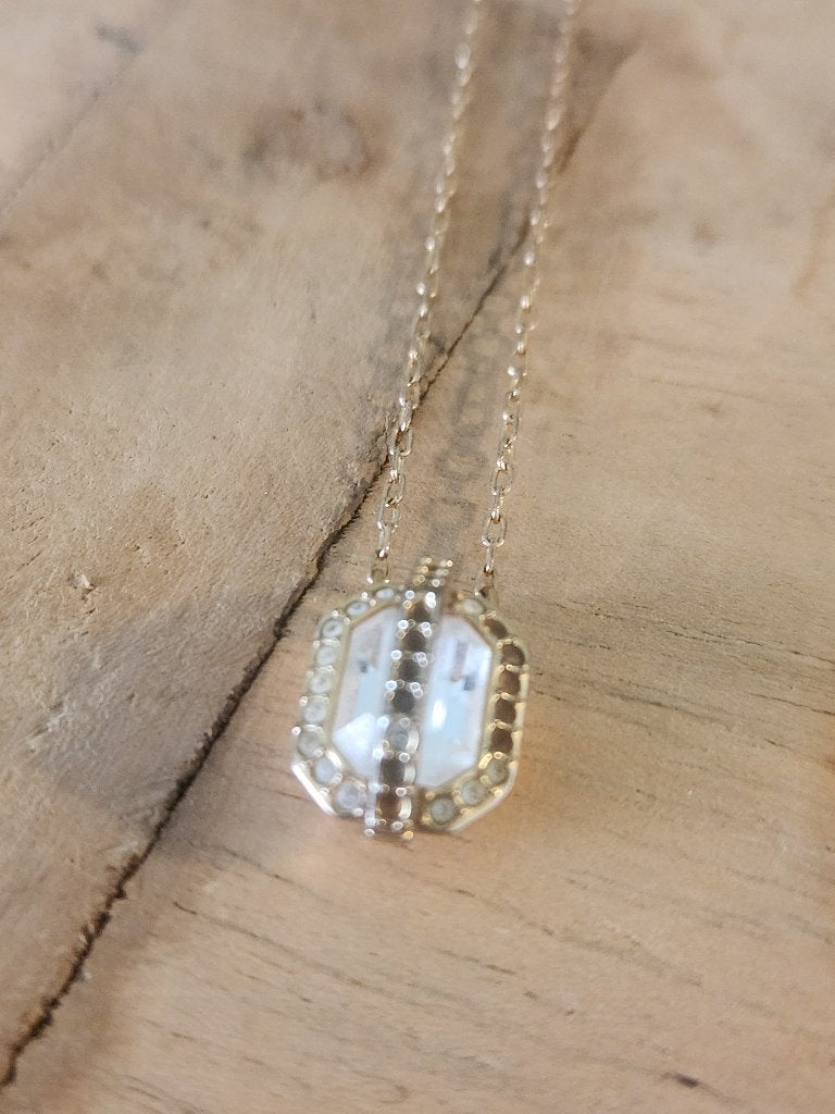 Swarovski Favor hanger met ketting, Gebruikt, Ophalen of Verzenden, Goud, Overige materialen