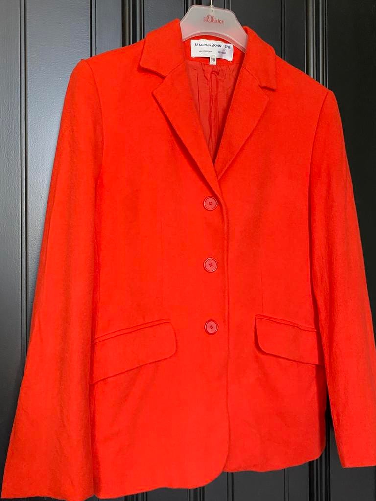 Maison de Bonneterie Wol Kasjmier Blazer jasje koningsdag, Maat 38/40 (M), Oranje, Ophalen of Verzenden, Zo goed als nieuw