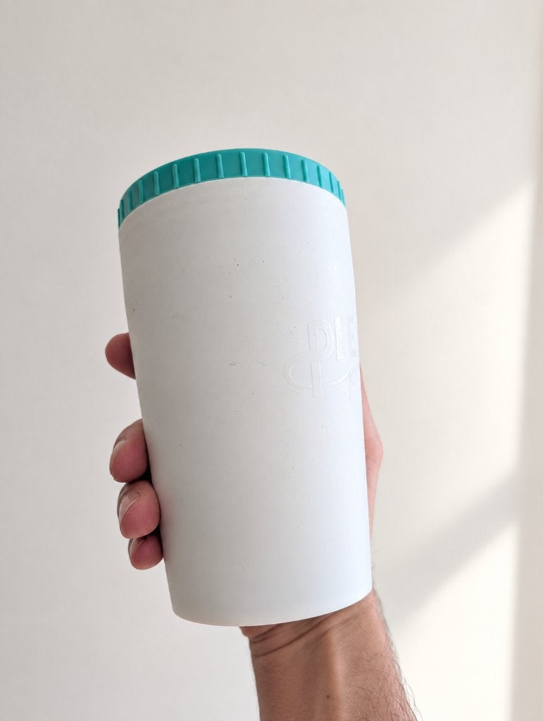 Plenny Shake mengbeker wit met groene dop, Ophalen of Verzenden, Zo goed als nieuw, Overige typen