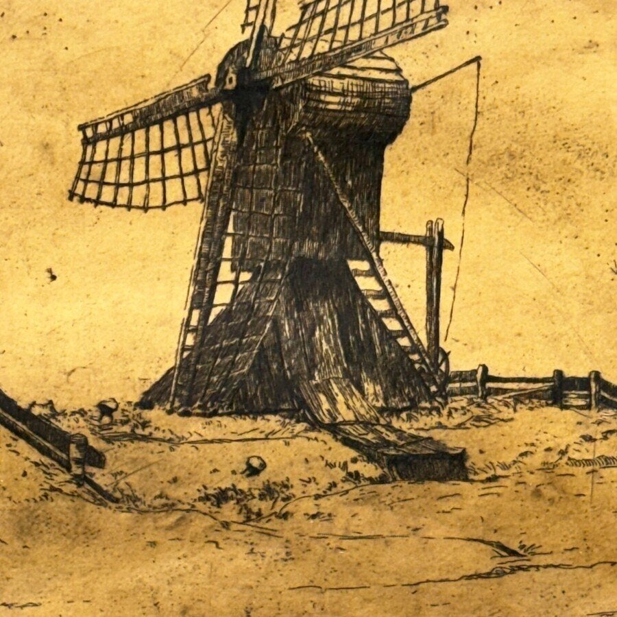Andries van der Sloot (1883 -1955), twee etsen, Antiek en Kunst, Ophalen of Verzenden, Landschap, Ets, Ingelijst