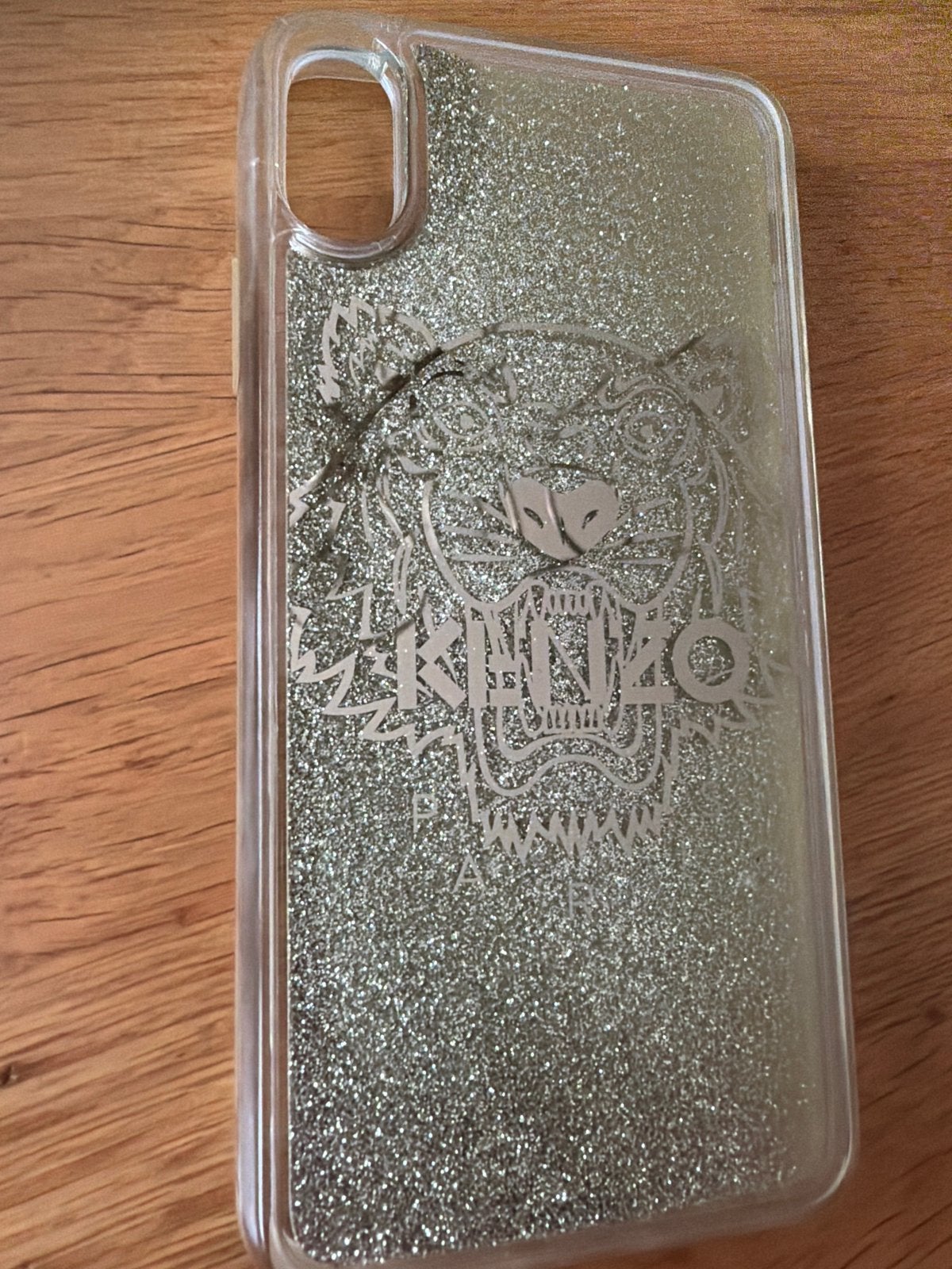 KENZO Goud/Transparant Glitter Tijger iPhone XS Max Hoesje, Kunststof, Goud, Nieuw, Ophalen of Verzenden