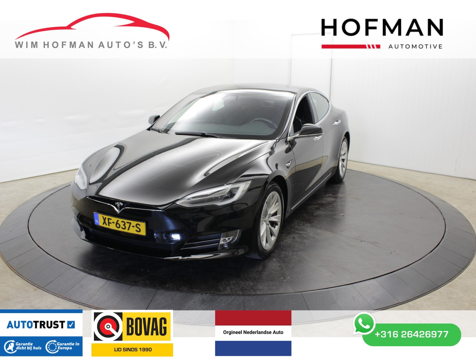 Tesla Model S 75D Panorama Luchtvering 4x4 Autopilot 2.5 Cam, Auto's, Zwart, Automatische klimaatregeling, Leder en Stof, Zwart