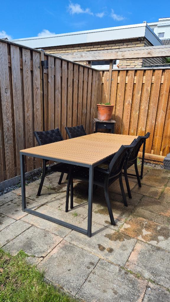 Tuintafel met stoelen JYSK, Ophalen, 4 zitplaatsen, Gebruikt, Aluminium