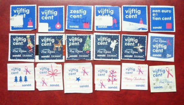 Kavel kerstzegels Sandd, Ophalen of Verzenden, Gestempeld
