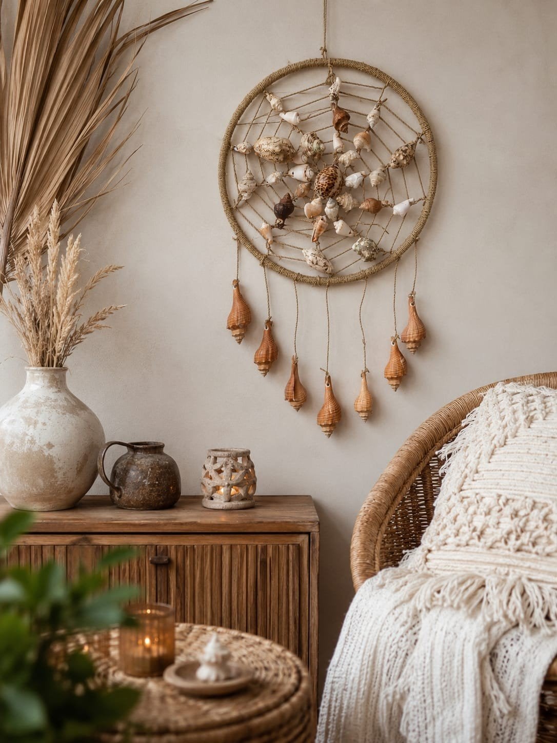 bali/ibi!a stijl dromenvanger, Huis en Inrichting, 30 cm, Boho, Decoratieobject, Ophalen of Verzenden