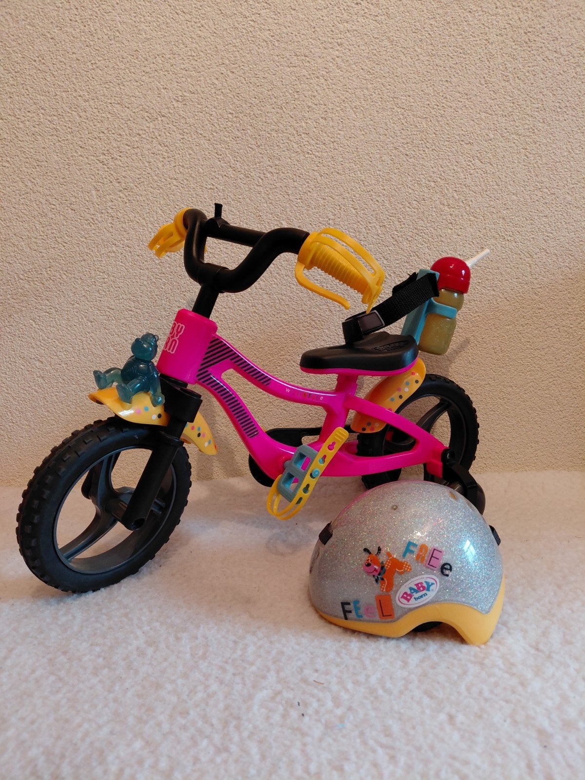 Mooie Baby Born Poppen Fietsje met Fietshelm en Bidon., Ophalen of Verzenden, Zo goed als nieuw, Babypop