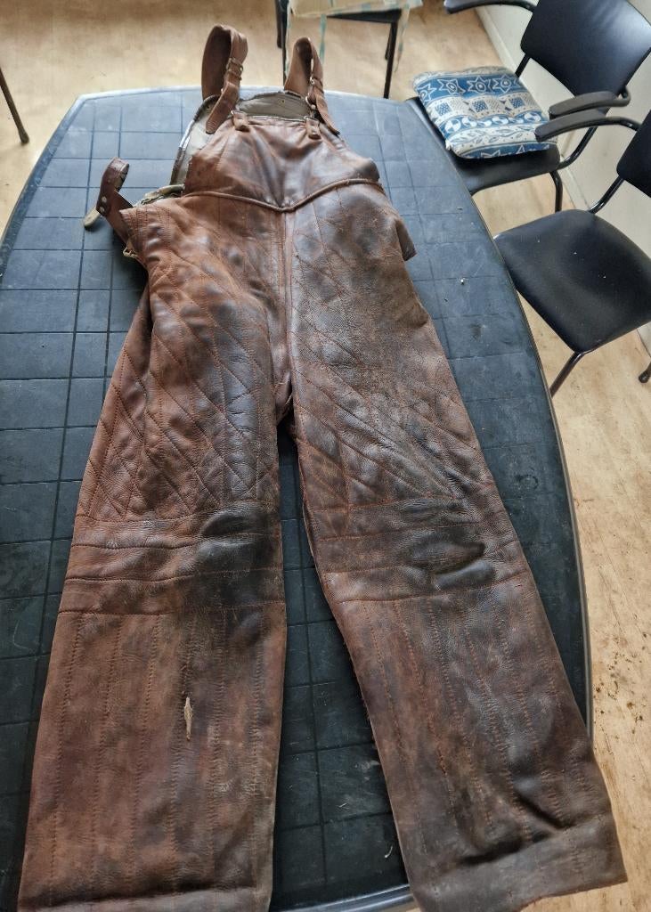 Leren Pakwerkerspak Broek + Jas mouw links, Dieren en Toebehoren, Ophalen, Gebruikt