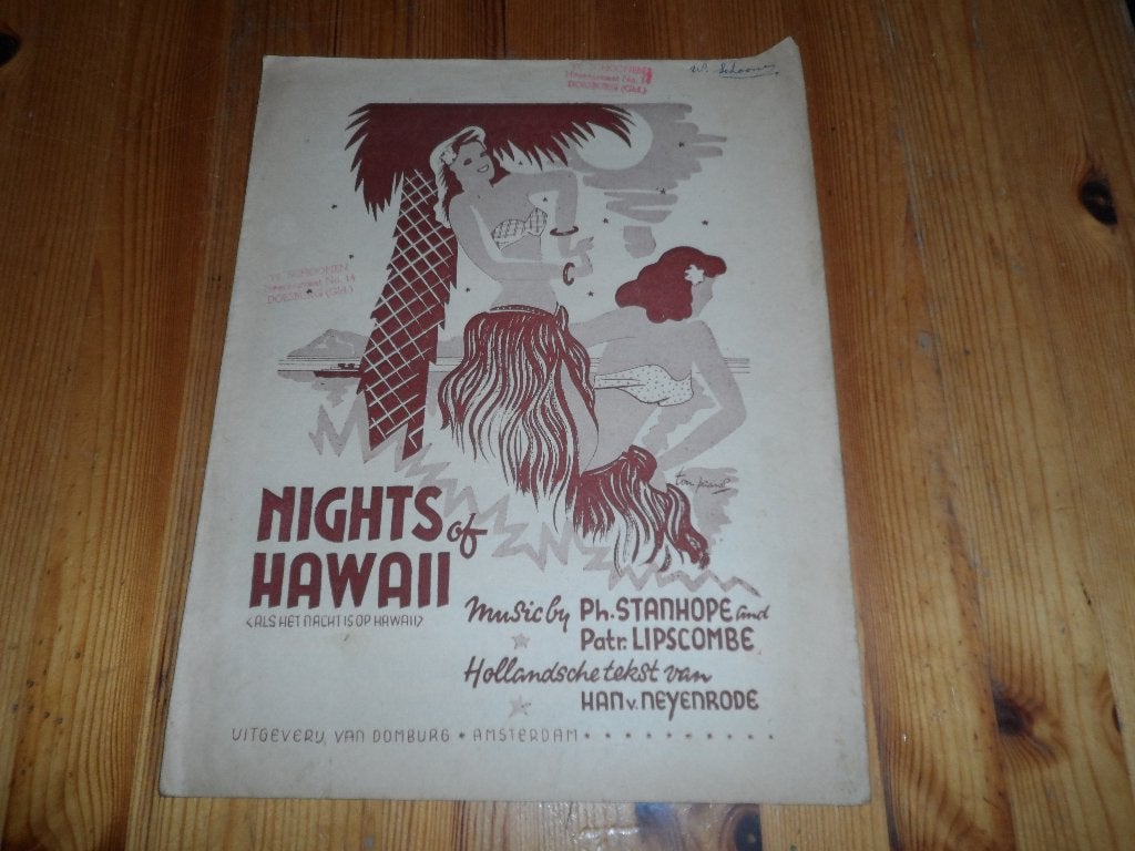 Als het nacht is op hawaii - stanhope / lipscombe, Gebruikt, Gitaar, Ophalen of Verzenden, Artiest of Componist